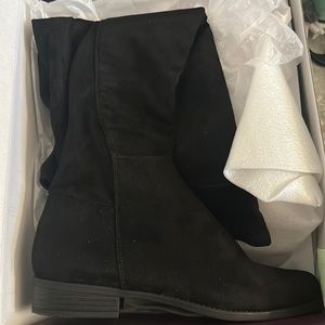 Black wide calf boots